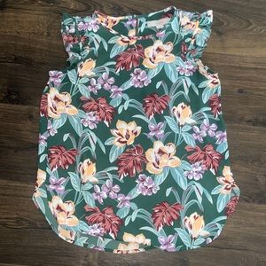 Floral Green Sleeveless Top